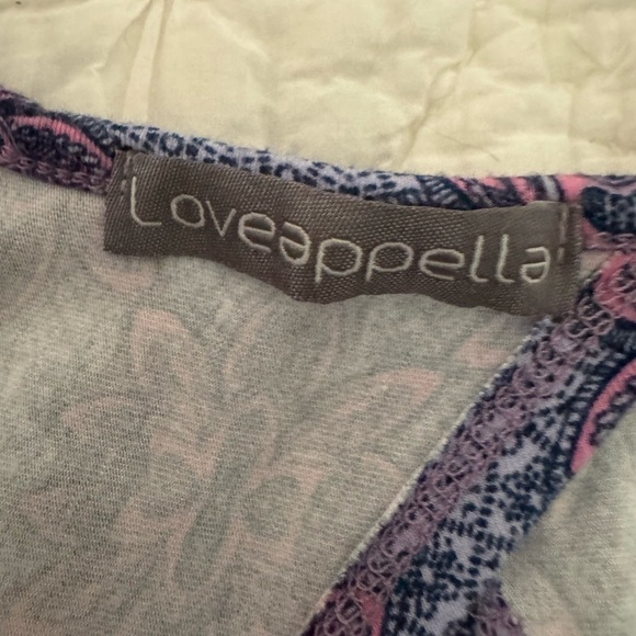 Loveappella Lauryn Maxi dress blues/pinks open keyhole type back stretch NWOT MP - Picture 6 of 11